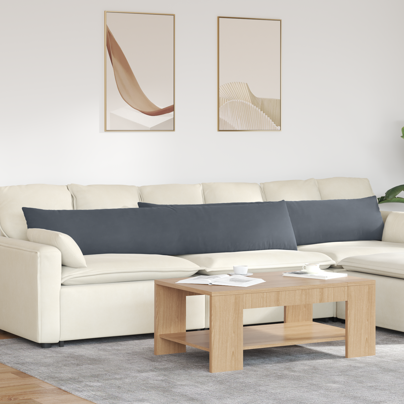 Sofa Pagalvės 2 pcs Tamsiai pilka 200 x 40 cm