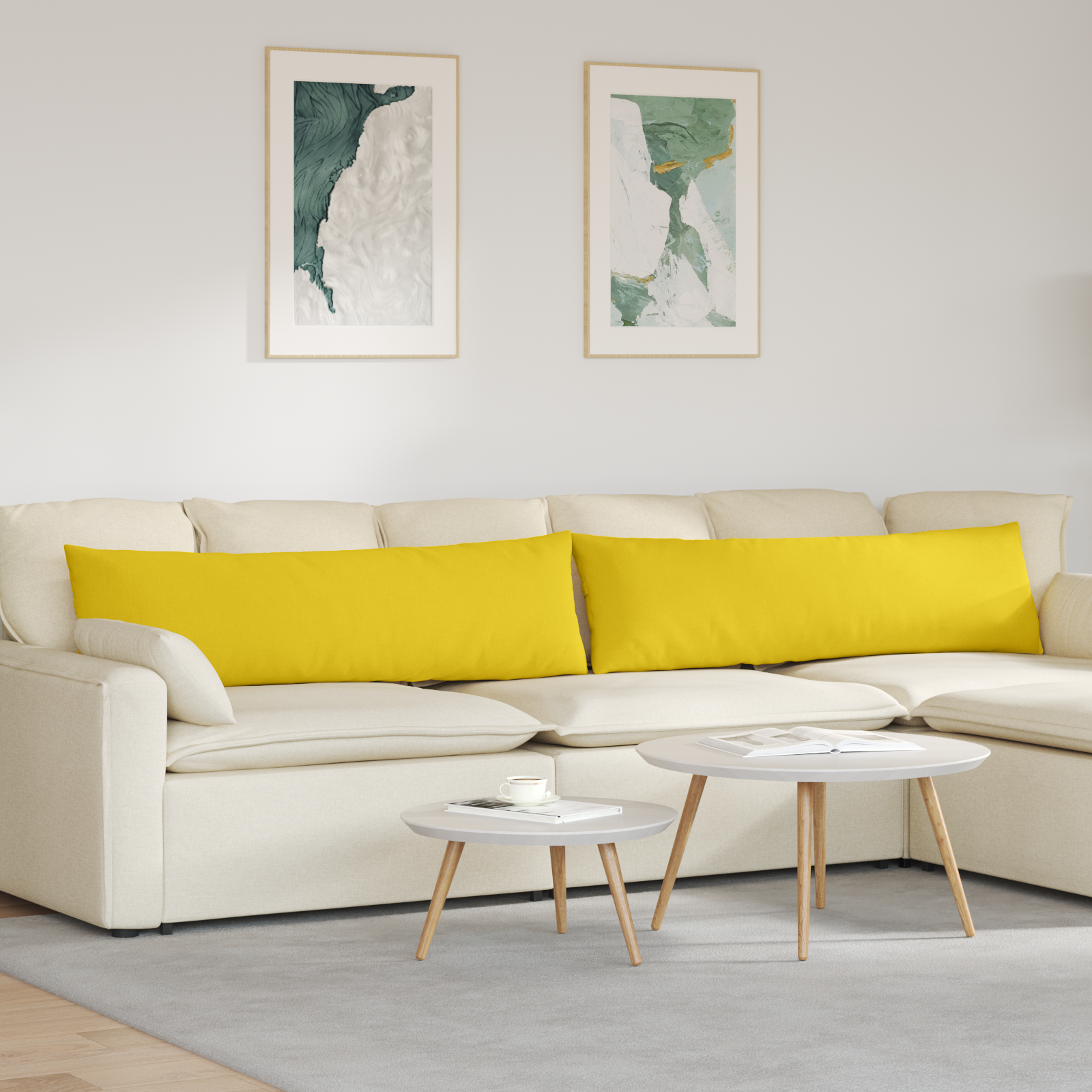 Sofa Pagalvės 2 pcs Šviesi geltona 145 x 40 cm audinys