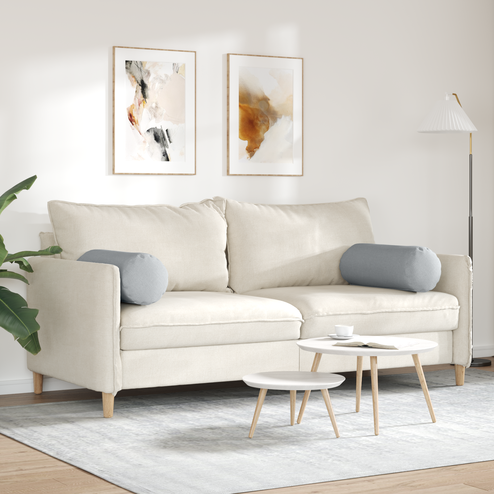 Pagalvės 2 pcs Šviesiai pilka Ø 25 x 70 cm audinys