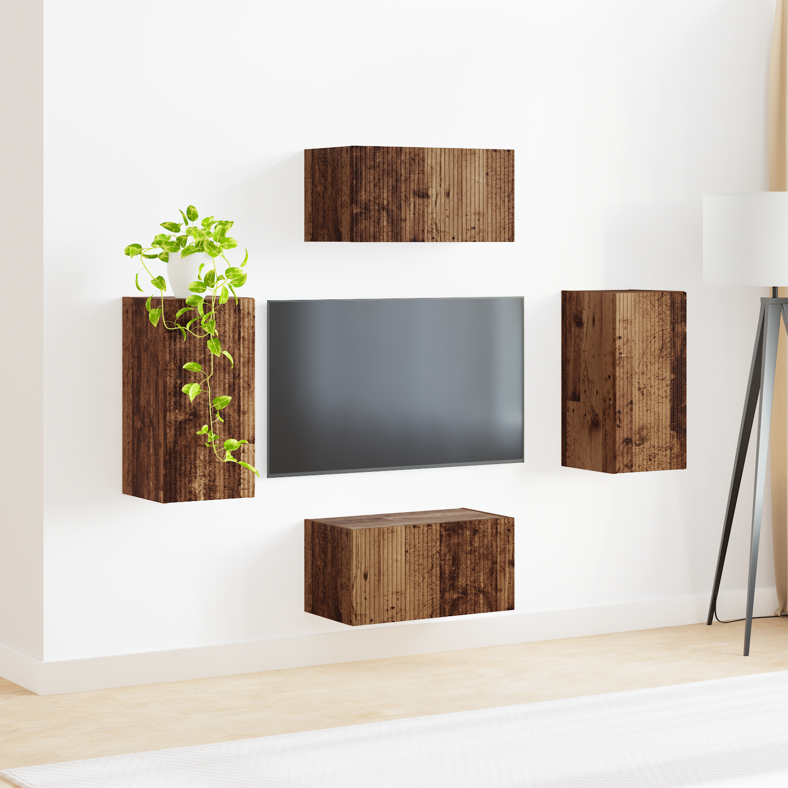 TV spintelių komplektas 4 pcs Senas medis Apdirbta mediena