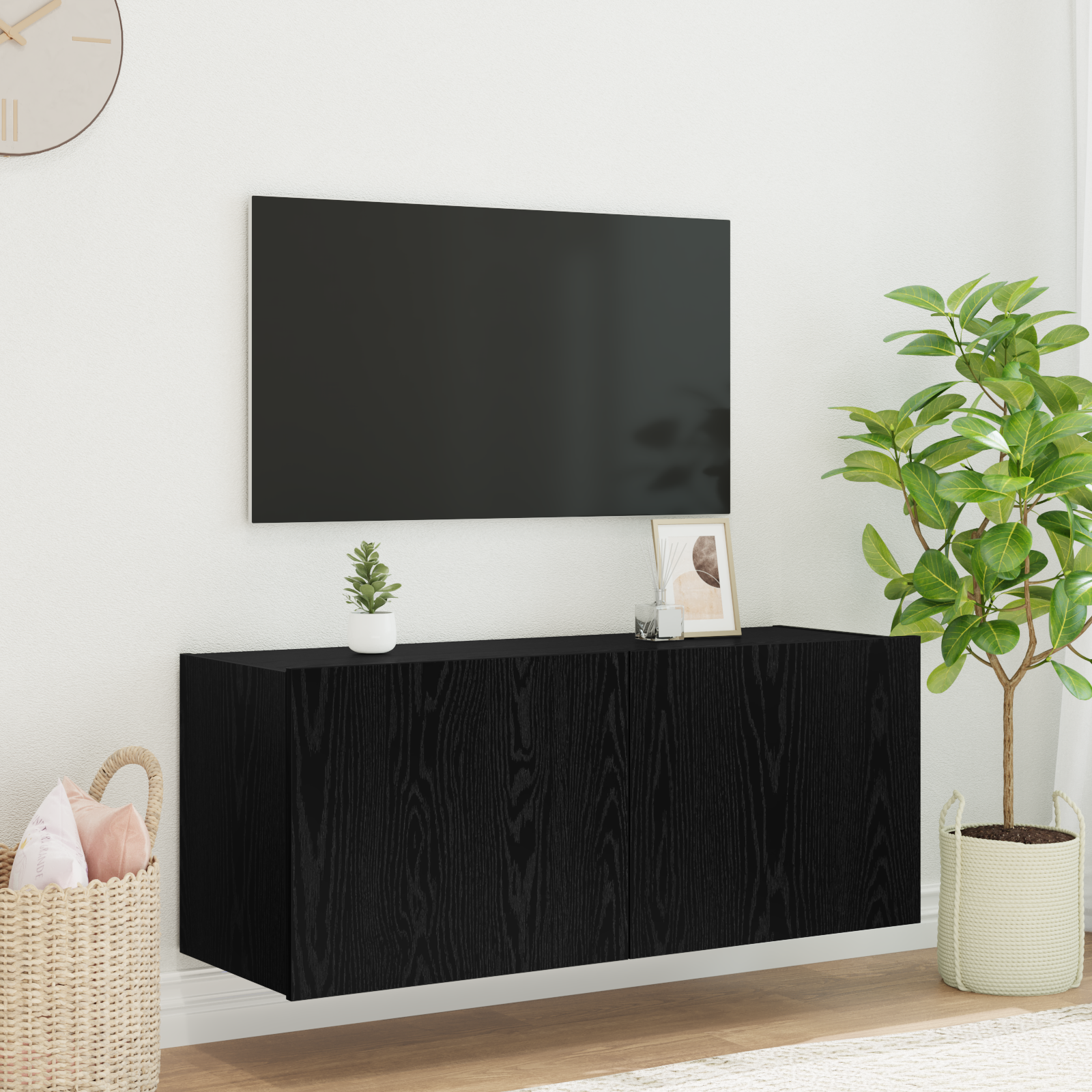 TV sienas skapītis melns ozols 100 x 35 x 41 cm