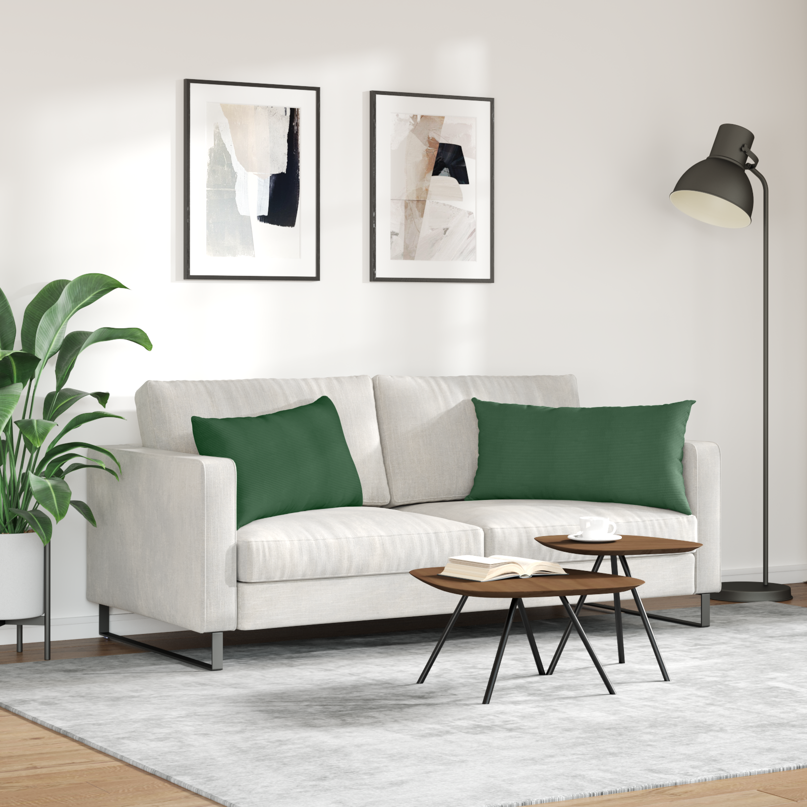 Sofa Pagalvės 2 pcs Tamsiai žalia 80 x 40 cm Kordūrinis audinys