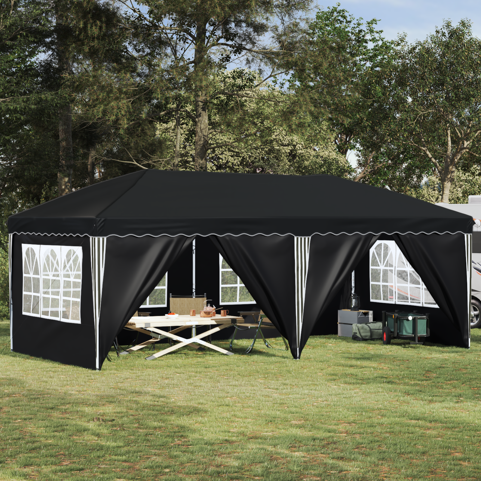 Pop-up svētku telts 575 x 288 x 245 cm Antracīta krāsa