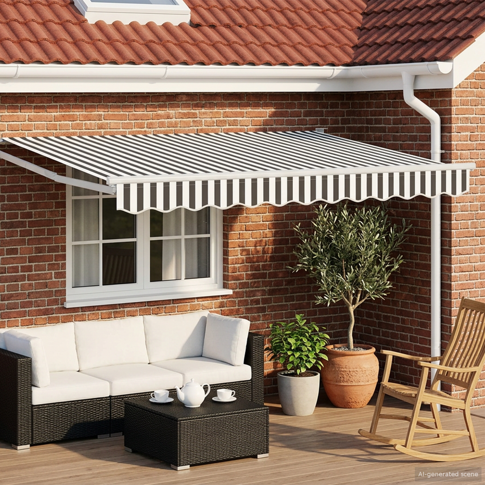 Elektrinė ištraukiama pavėsinė Antracito ir baltos 3 x 2,5 m