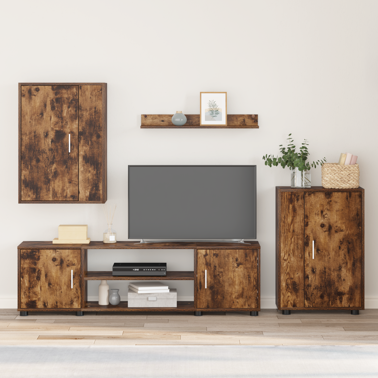 TV spintelių komplektas 4 pcs Rūkyto ąžuolo Apdirbta mediena