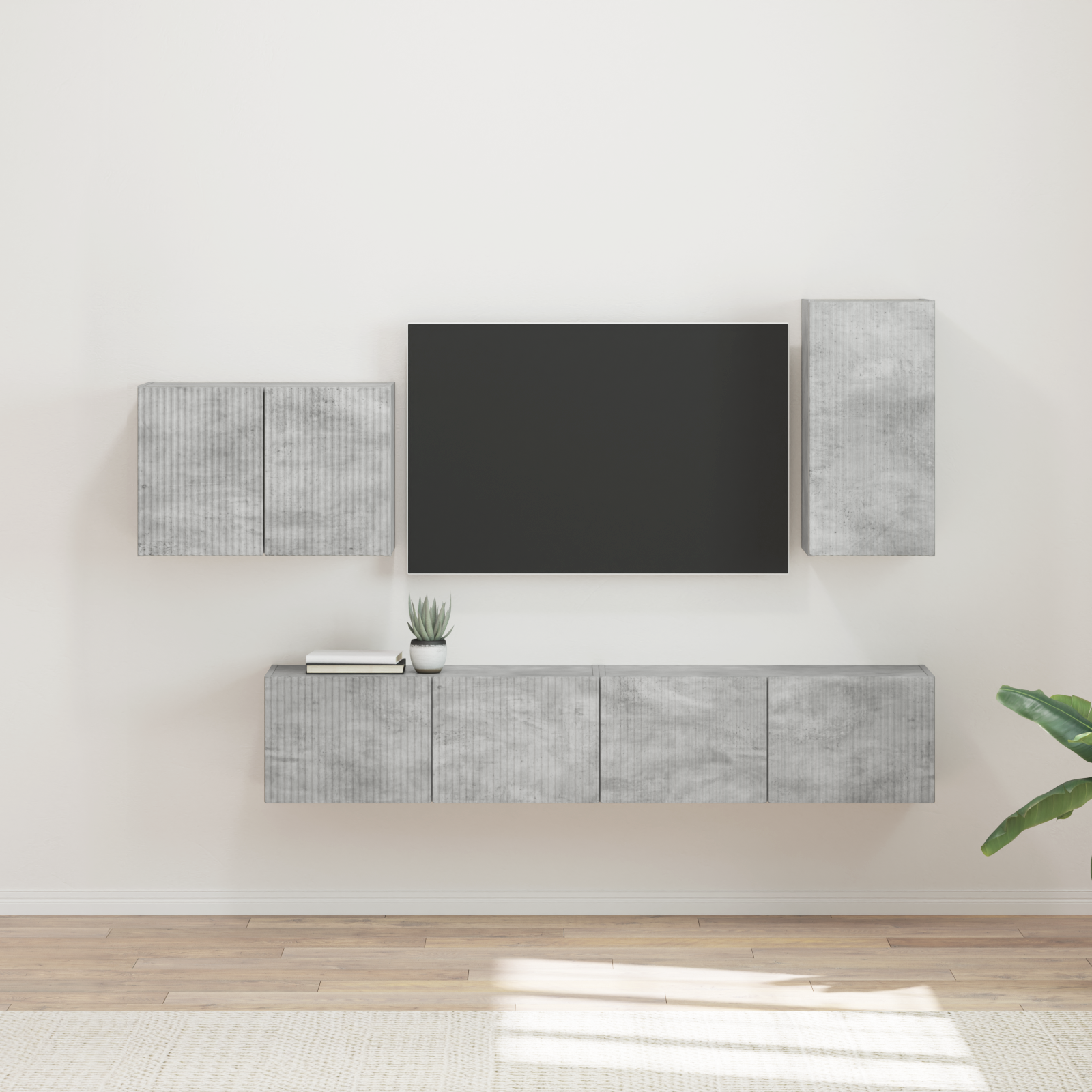 TV sieninio kabineto komplektas 4 pcs Betono pilka