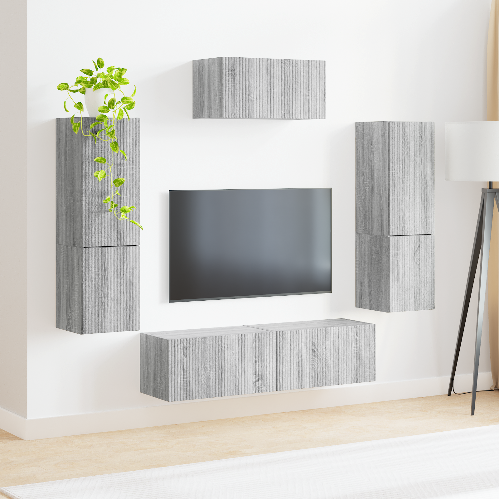 TV Cabinet Set 4 pcs Grey Sonoma Engineered Wood
