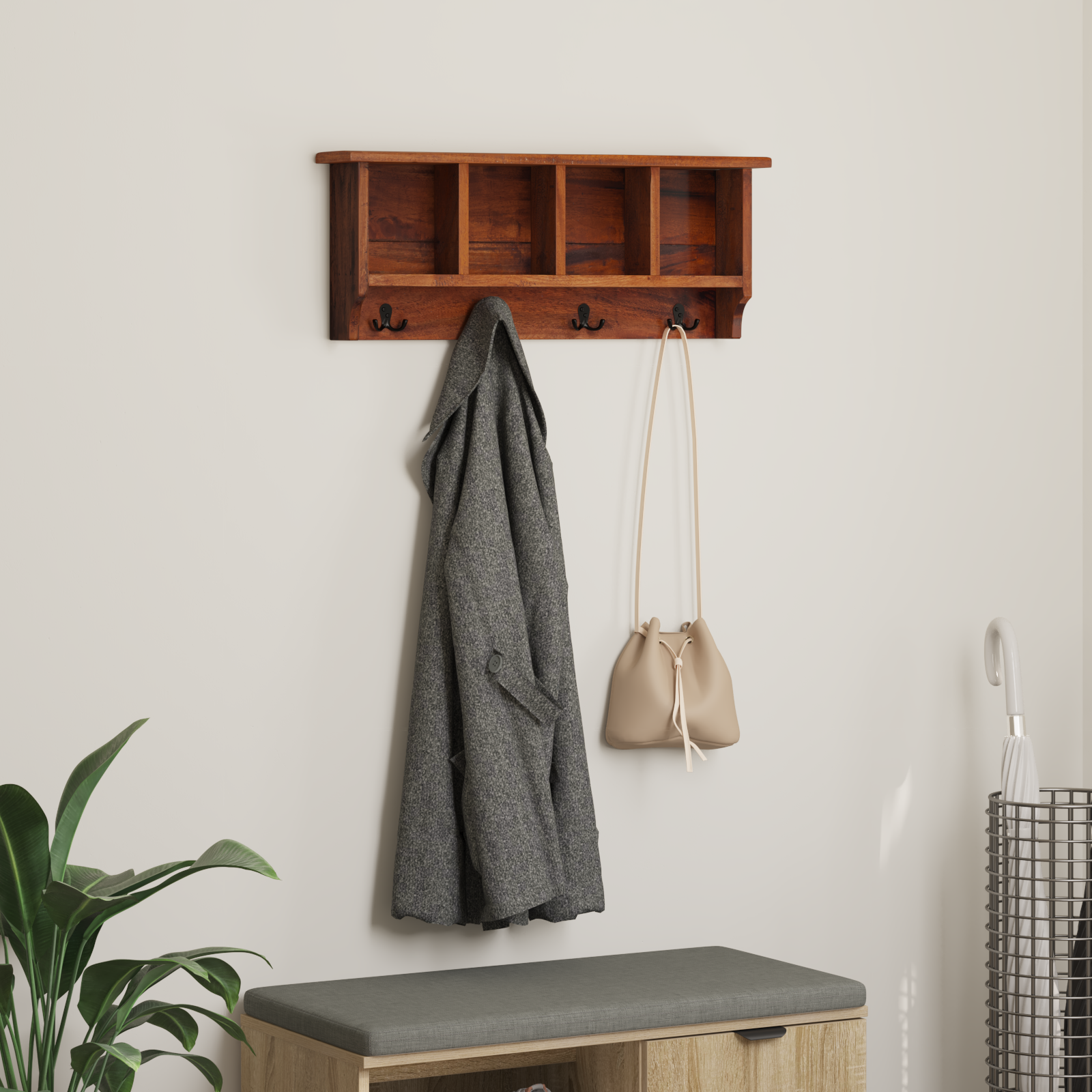 Pakaramais Brūns 70 x 11 x 27 cm Masīvs sarkankoks