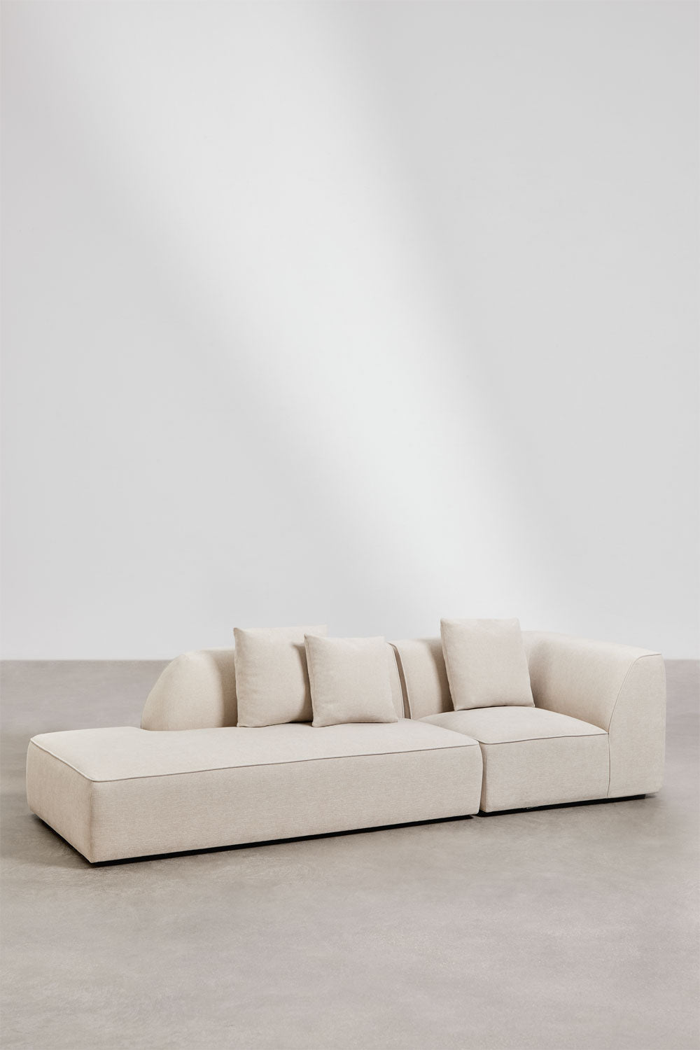 Kampinė sofa KARDENA, kreminis šenilas, kairė, 2 d.