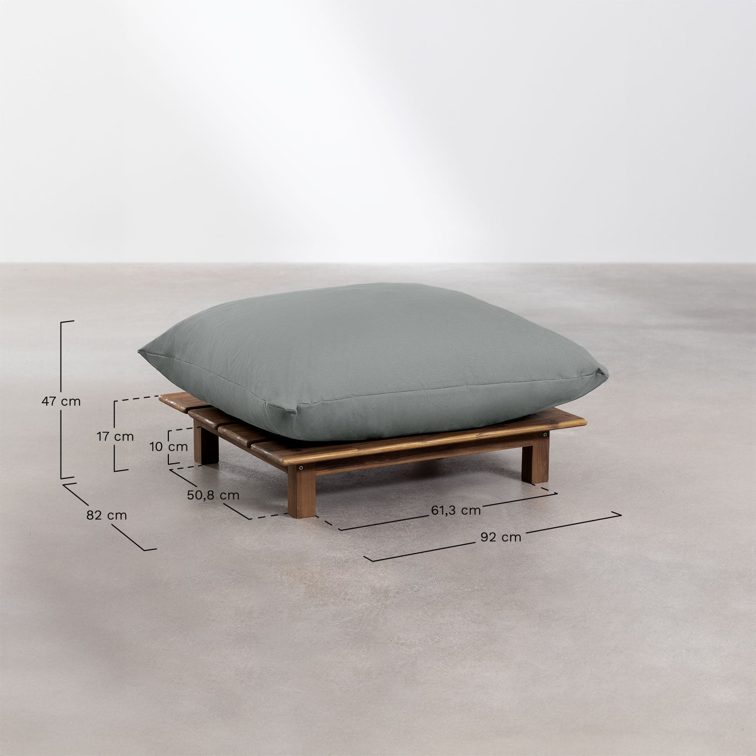 Lauko modulinė sofa ALBA su pufu, pilka