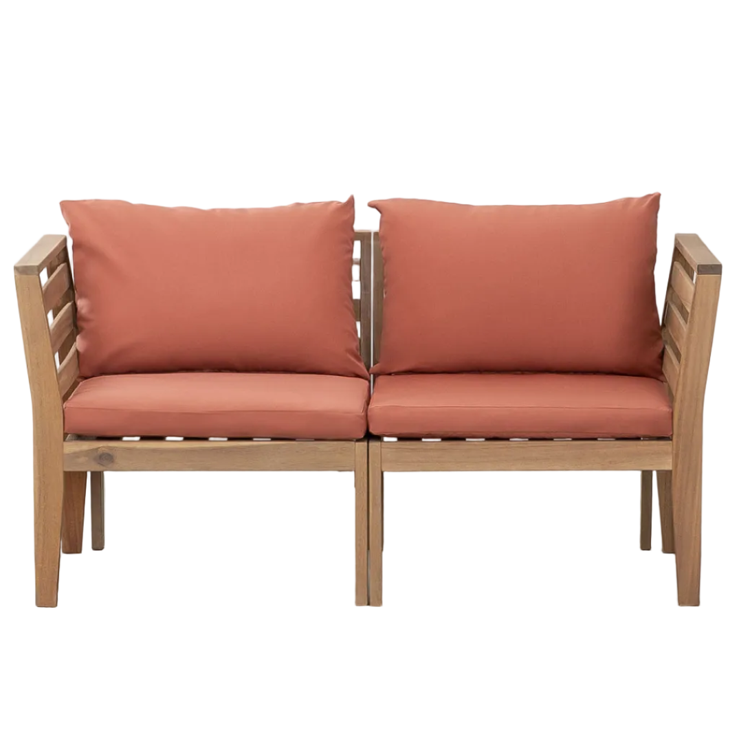 Sofa MODULO, two-seater with armrests, terracotta