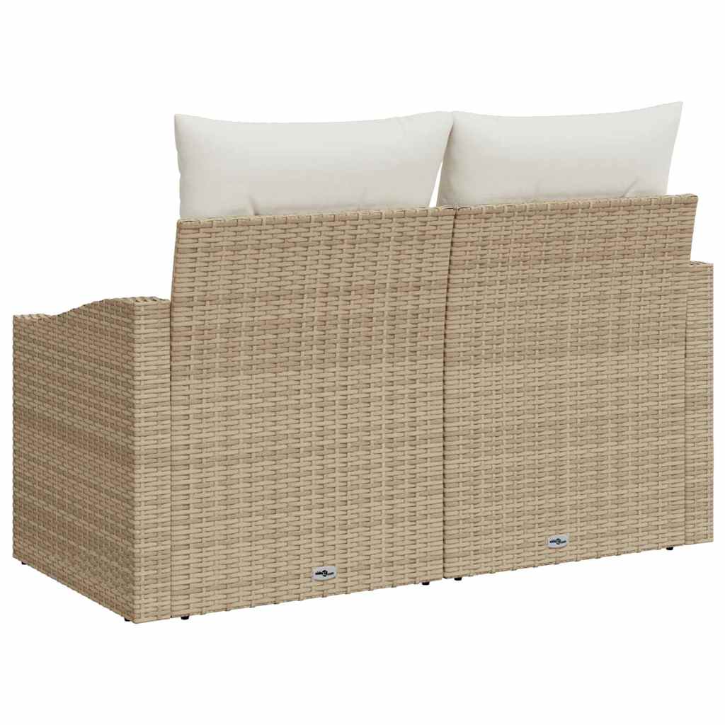 2 - vietė sodinė sofa su saugojimu ir pagalvėlėmis, smėlio poli ratanas - Namų Idėja