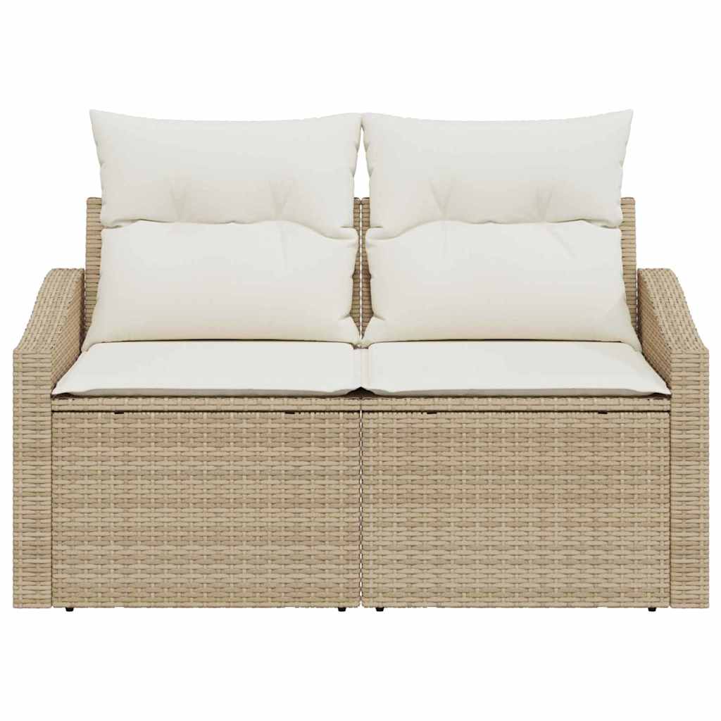 2 - vietė sodinė sofa su saugojimu ir pagalvėlėmis, smėlio poli ratanas - Namų Idėja