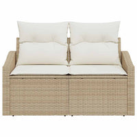 2 - vietė sodinė sofa su saugojimu ir pagalvėlėmis, smėlio poli ratanas - Namų Idėja