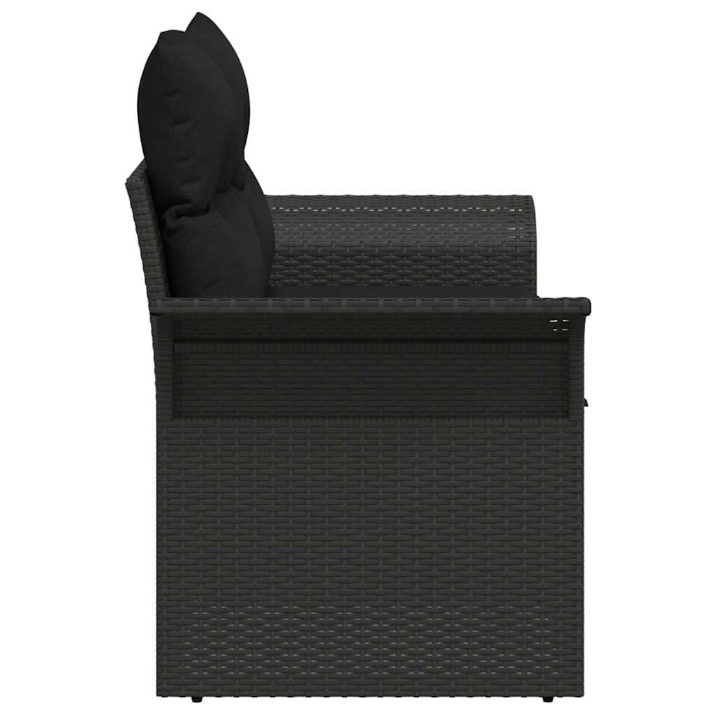 2 - vietė sodo sofa su laikymo vieta ir pagalvėmis juoda poli ratanas - Namų Idėja