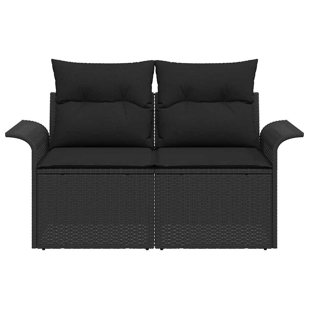 2 - vietė sodo sofa su laikymo vieta ir pagalvėmis juoda poli ratanas - Namų Idėja