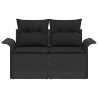2 - vietė sodo sofa su laikymo vieta ir pagalvėmis juoda poli ratanas - Namų Idėja