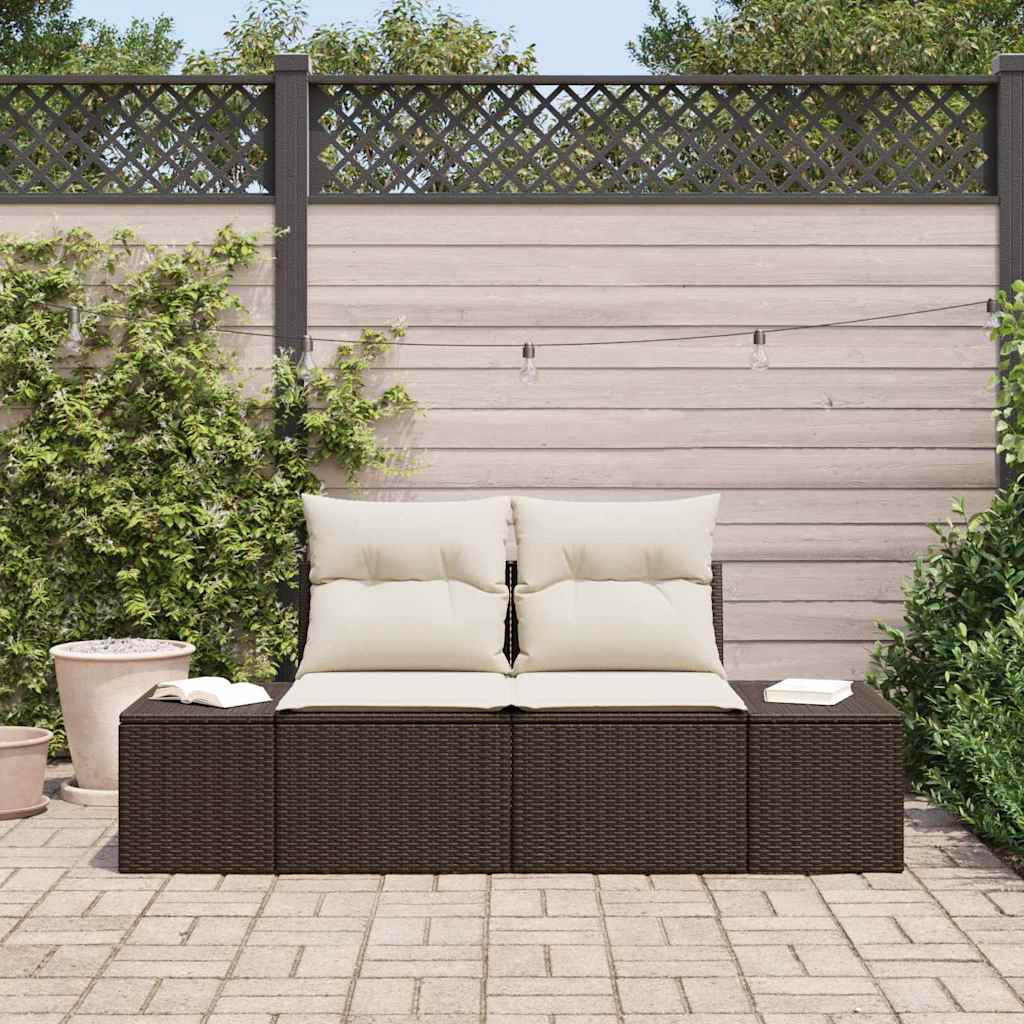 2 - vietė sodo sofa su pagalvėlėmis ruda poli ratanas - Namų Idėja