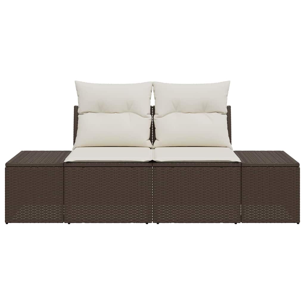 2 - vietė sodo sofa su pagalvėlėmis ruda poli ratanas - Namų Idėja