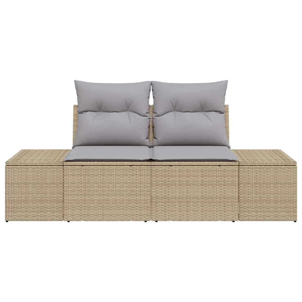 2 - vietė sodo sofa su pagalvėlėmis smėlio poli ratanas - Namų Idėja