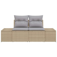 2 - vietė sodo sofa su pagalvėlėmis smėlio poli ratanas - Namų Idėja