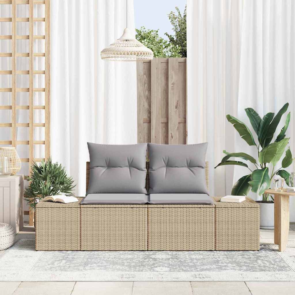 2 - vietė sodo sofa su pagalvėlėmis smėlio poli ratanas - Namų Idėja