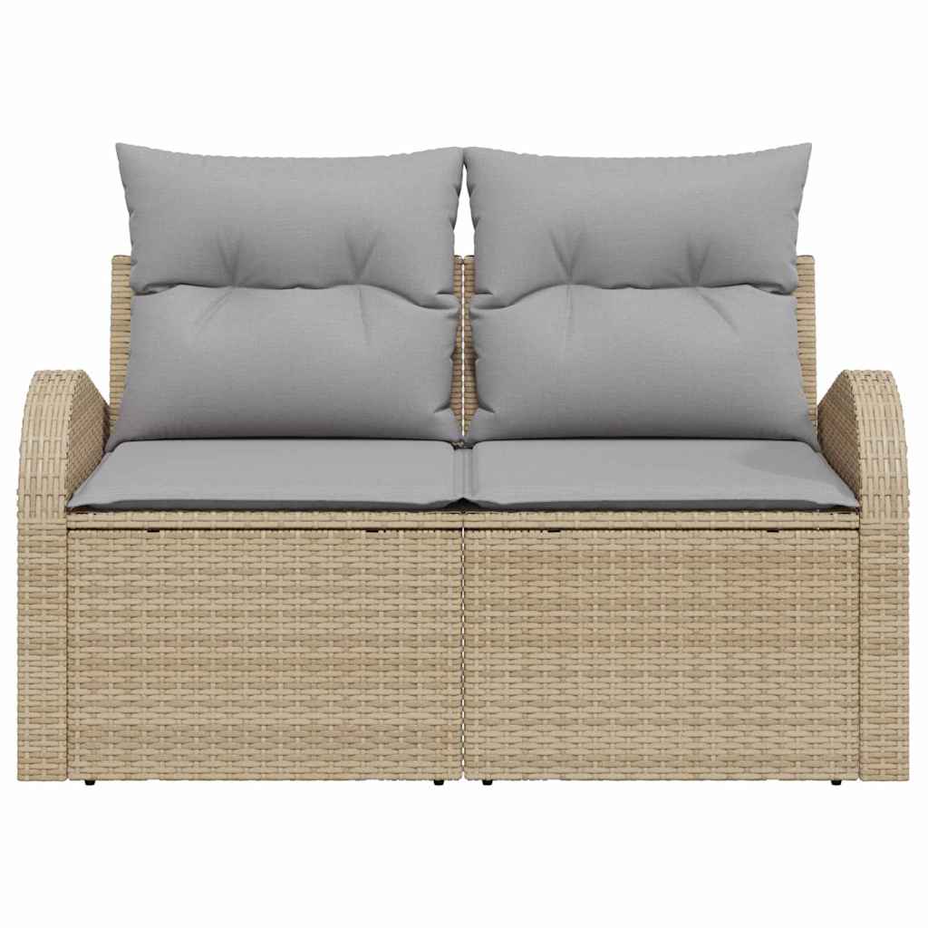 2 - vietė sodo sofa su pagalvėmis Smėlio Poli Ratanas - Namų Idėja