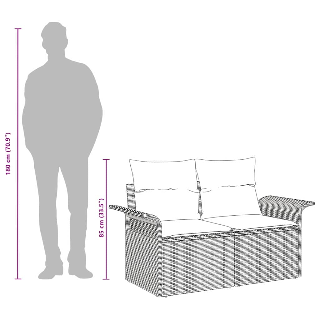 2 - vietė sodo sofa su saugojimu ir pagalvėlėmis Kreminė Poli Ratanas - Namų Idėja