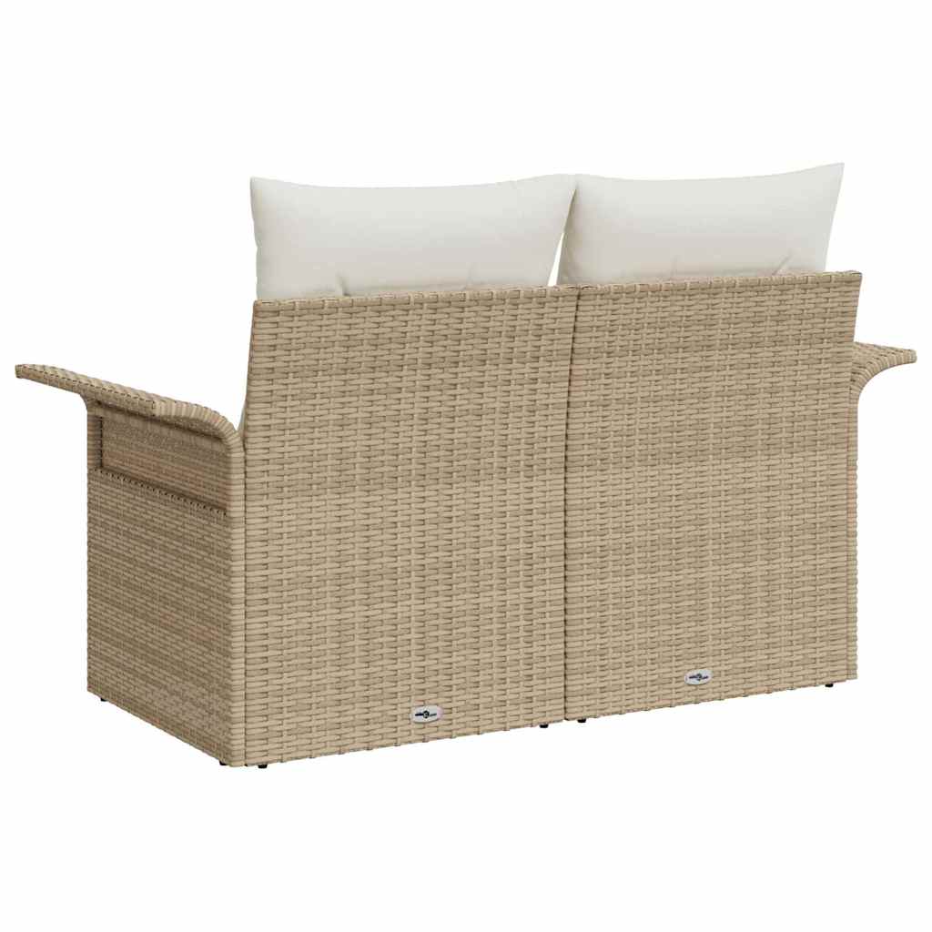 2 - vietė sodo sofa su saugojimu ir pagalvėlėmis Kreminė Poli Ratanas - Namų Idėja