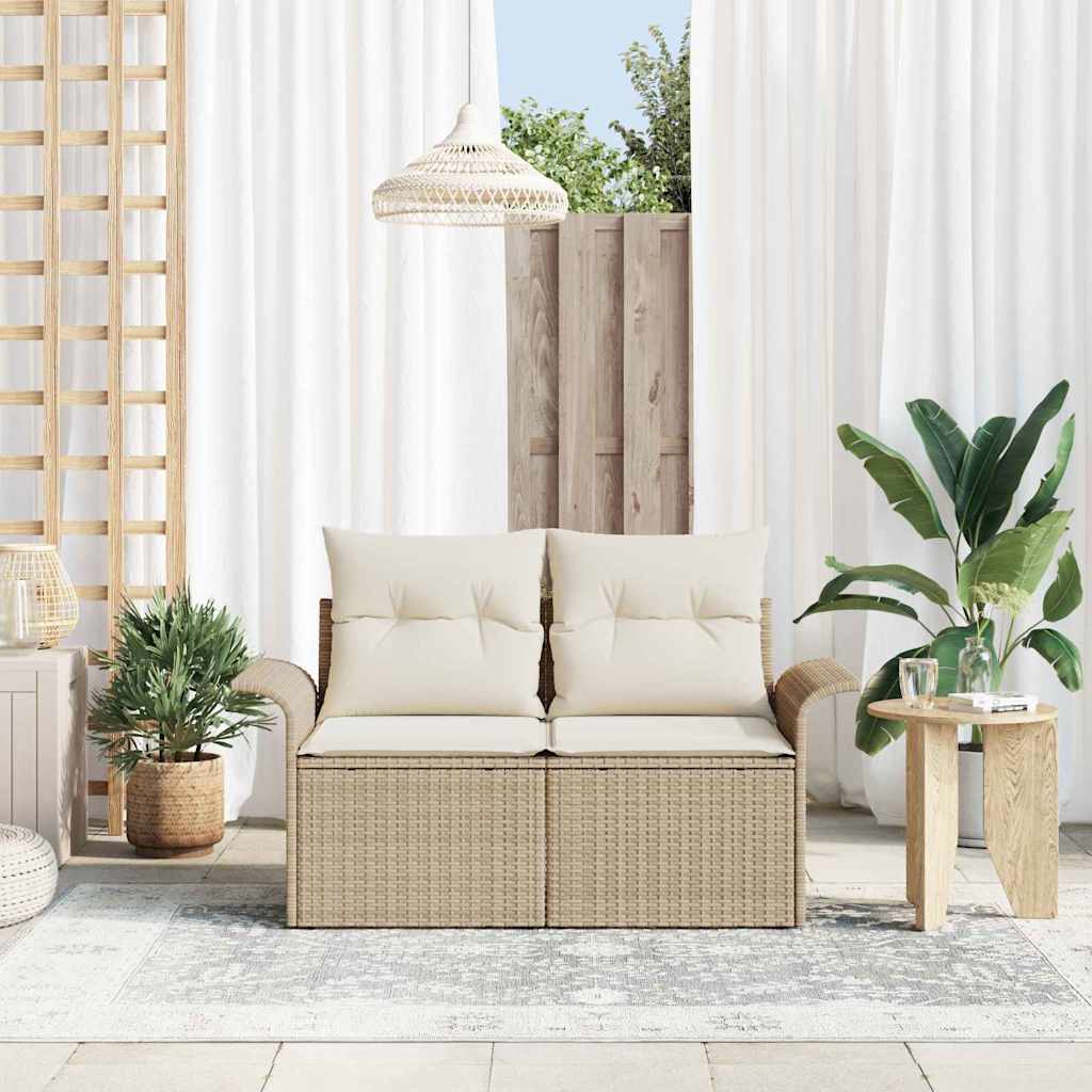 2 - vietė sodo sofa su saugojimu ir pagalvėlėmis Kreminė Poli Ratanas - Namų Idėja