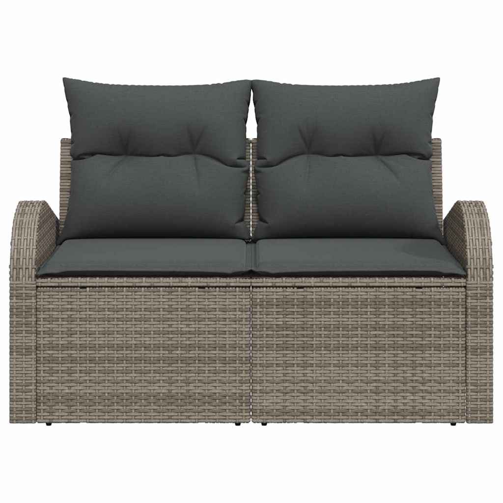 2 - vietė sodo sofa su saugojimu ir užvalkalais pilkas poli ratanas - Namų Idėja