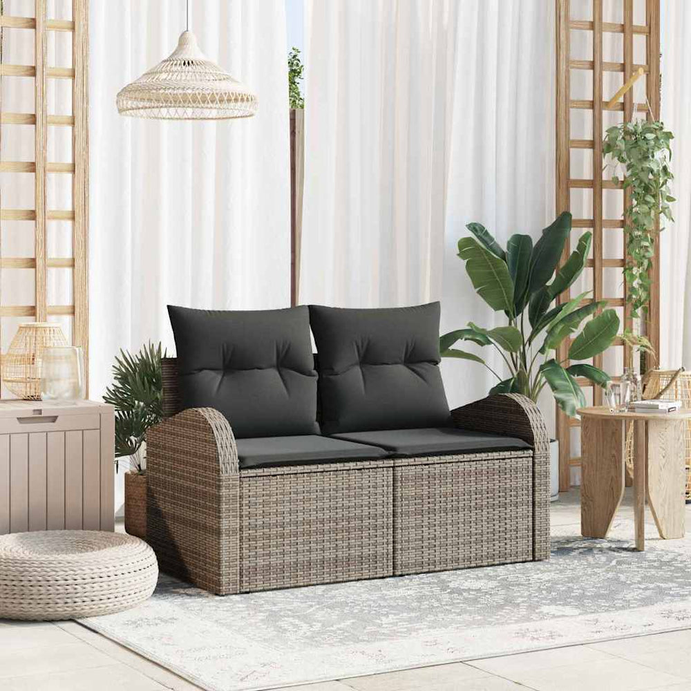 2 - vietė sodo sofa su saugojimu ir užvalkalais pilkas poli ratanas - Namų Idėja