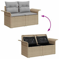 2 - Vietė Sodo Sofa su Saugojimu & Pagalvėmis Smėlio Poli Ratanas - Namų Idėja