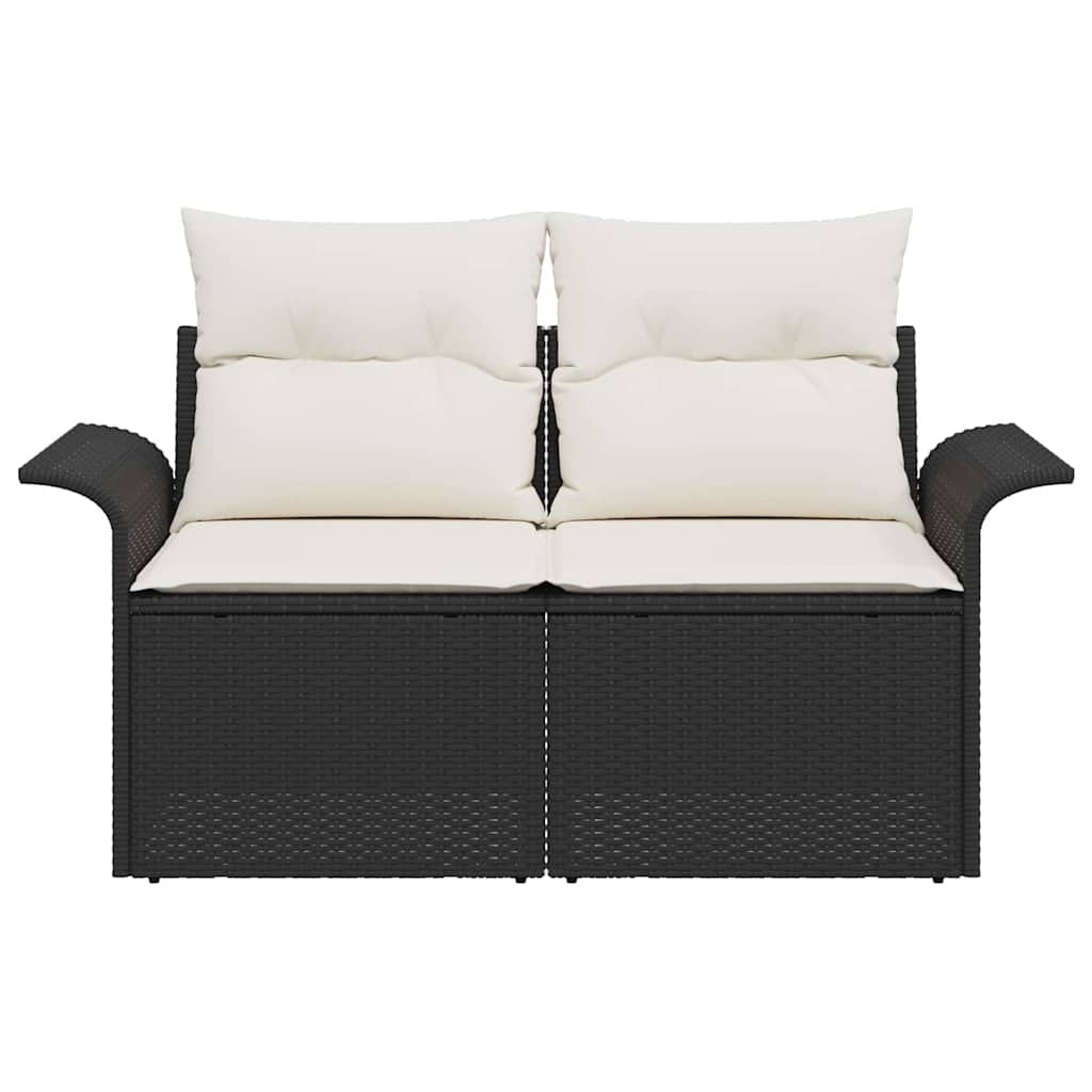 2 - vietė sodų sofa su pagalvėlėmis juoda poli ratanas - Namų Idėja