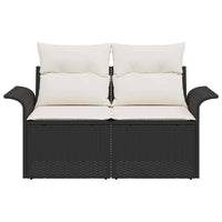 2 - vietė sodų sofa su pagalvėlėmis juoda poli ratanas - Namų Idėja