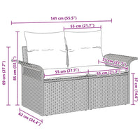 2 - vietė sodų sofa su pagalvėlėmis juoda poli ratanas - Namų Idėja