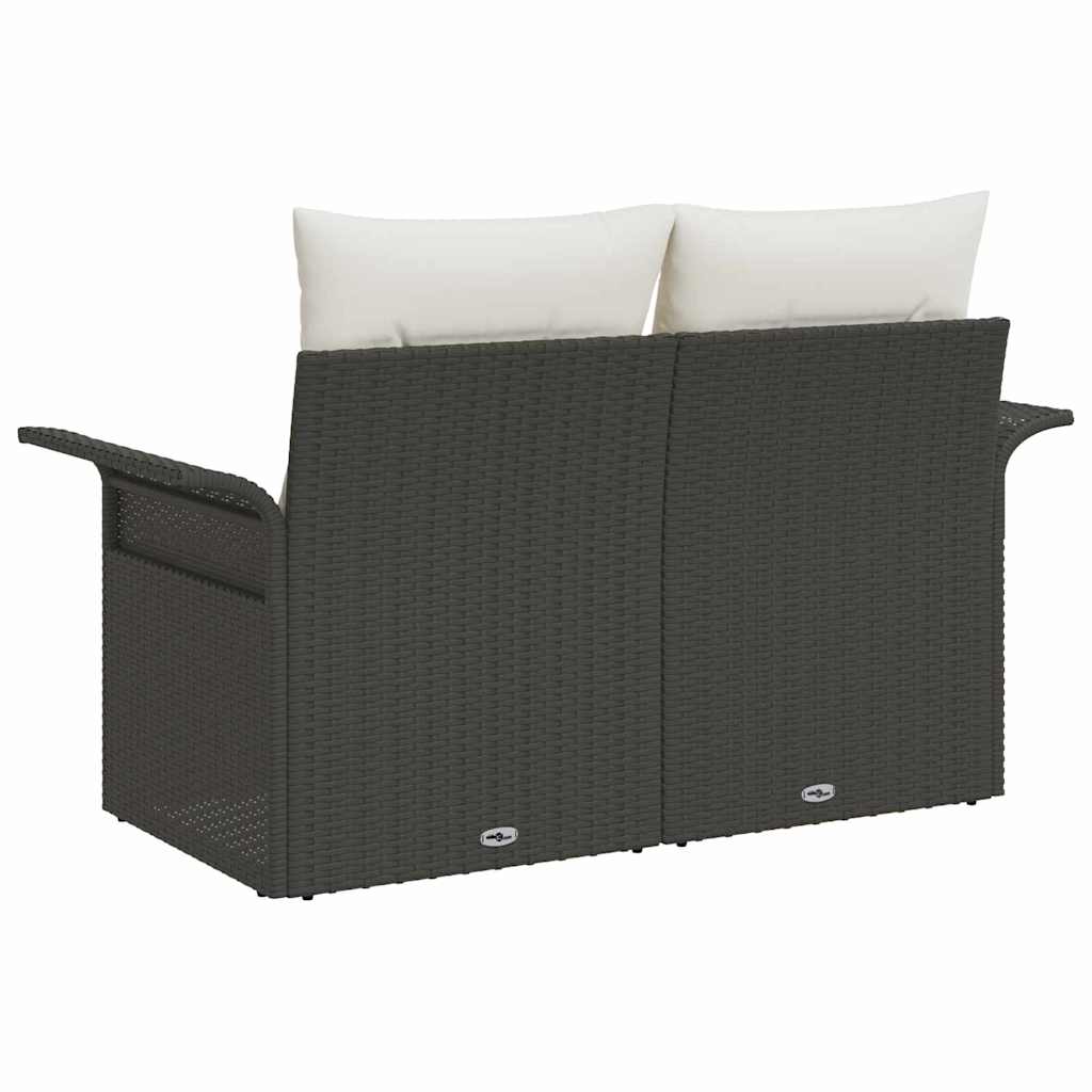 2 - vietė sodų sofa su pagalvėlėmis juoda poli ratanas - Namų Idėja