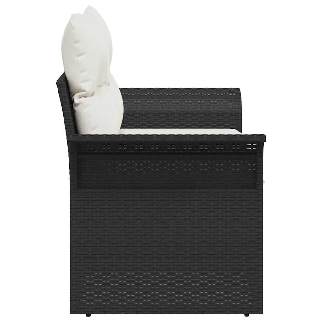 2 - vietė sodų sofa su pagalvėlėmis juoda poli ratanas - Namų Idėja