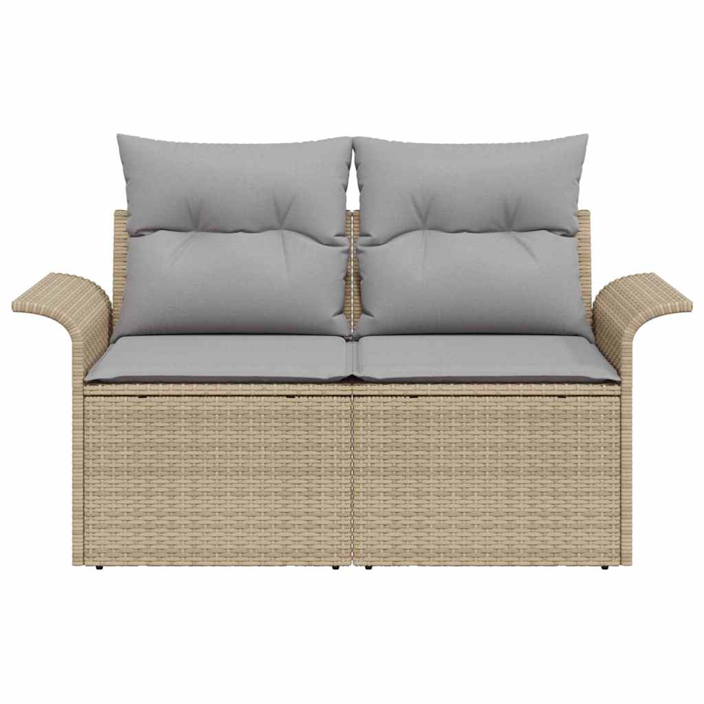 2 - vietė sodų sofa su pagalvėlėmis smėlinės spalvos poli ratanas - Namų Idėja