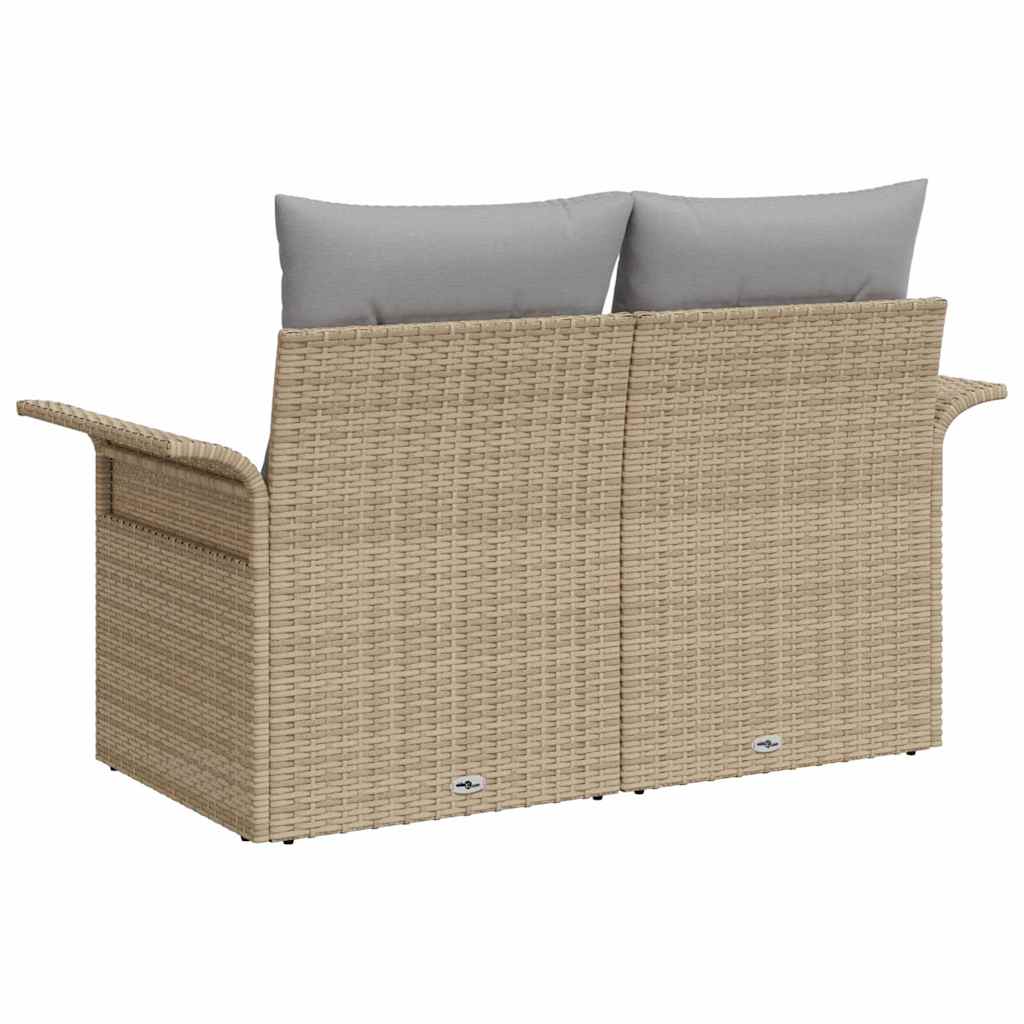 2 - vietė sodų sofa su pagalvėlėmis smėlinės spalvos poli ratanas - Namų Idėja