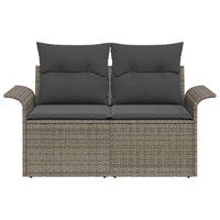 2 - vietė sofa sode su saugykla ir pagalvėmis, pilka, poli ratanas - Namų Idėja