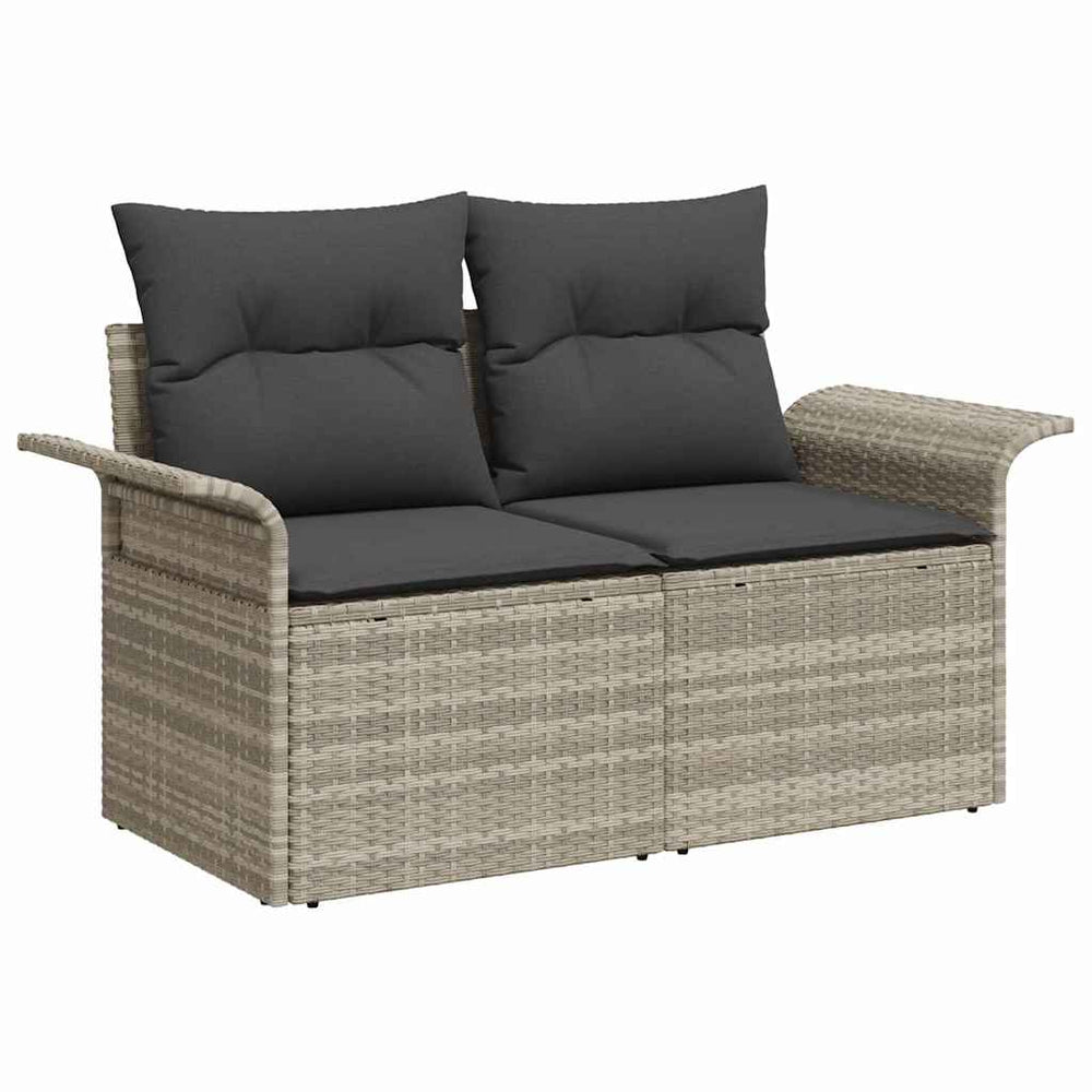 2 - vietė sofa sodui su pagalvėlėmis šviesiai pilka poliratanas - Namų Idėja