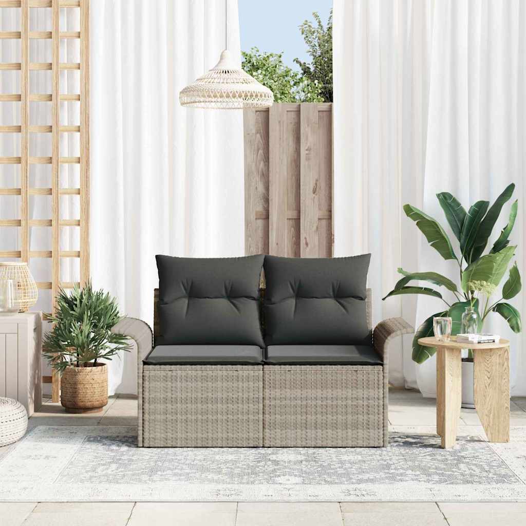 2 - vietė sofa sodui su pagalvėlėmis šviesiai pilka poliratanas - Namų Idėja