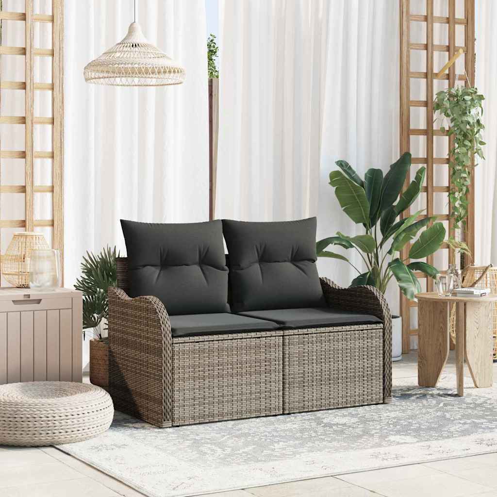 2 - vietė sofa sodui su pagalvėmis, pilka, poliratanas - Namų Idėja