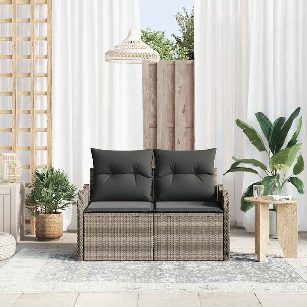 2 - vietė sofa sodui su pagalvėmis, pilka, poliratanas - Namų Idėja