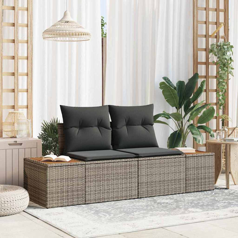 2 - vietėis sodo sofa su pagalvėmis pilkas poliratanas - Namų Idėja