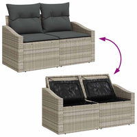 2 vietų sodinė sofa su saugykla ir pagalvėlėmis pilkos spalvos poli ratanas - Namų Idėja