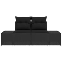 2 vietų sodo sofa su pagalvėlėmis Juoda Poli Ratanas - Namų Idėja