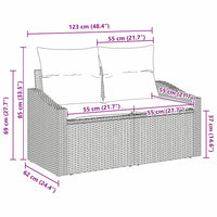2 vietų sodo sofa su pagalvėlėmis juoda poli ratanas - Namų Idėja