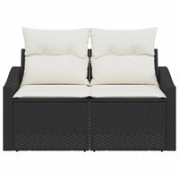 2 vietų sodo sofa su pagalvėlėmis juoda poli ratanas - Namų Idėja